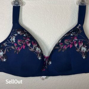 Cacique Women's 38F Blue Floral Full Coverage Underwire Bra
